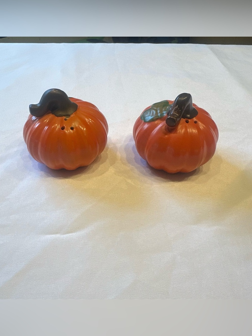 Orange Ceramic Pumpkin Salt and Pepper Shaker Set